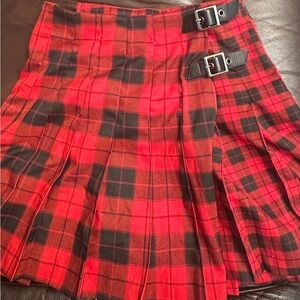 H&M Red and Black Plaid Skater Skirt